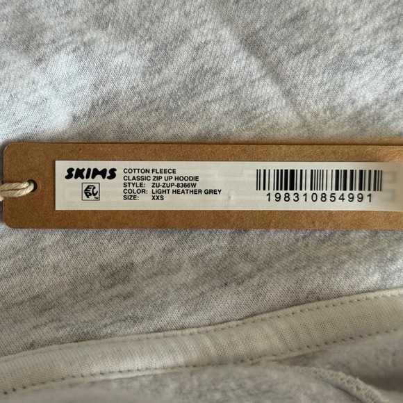 NWT Skims Cotton Fleece Classic Zip Up Hoodie w/ flaw XXS - Picture 6 of 7